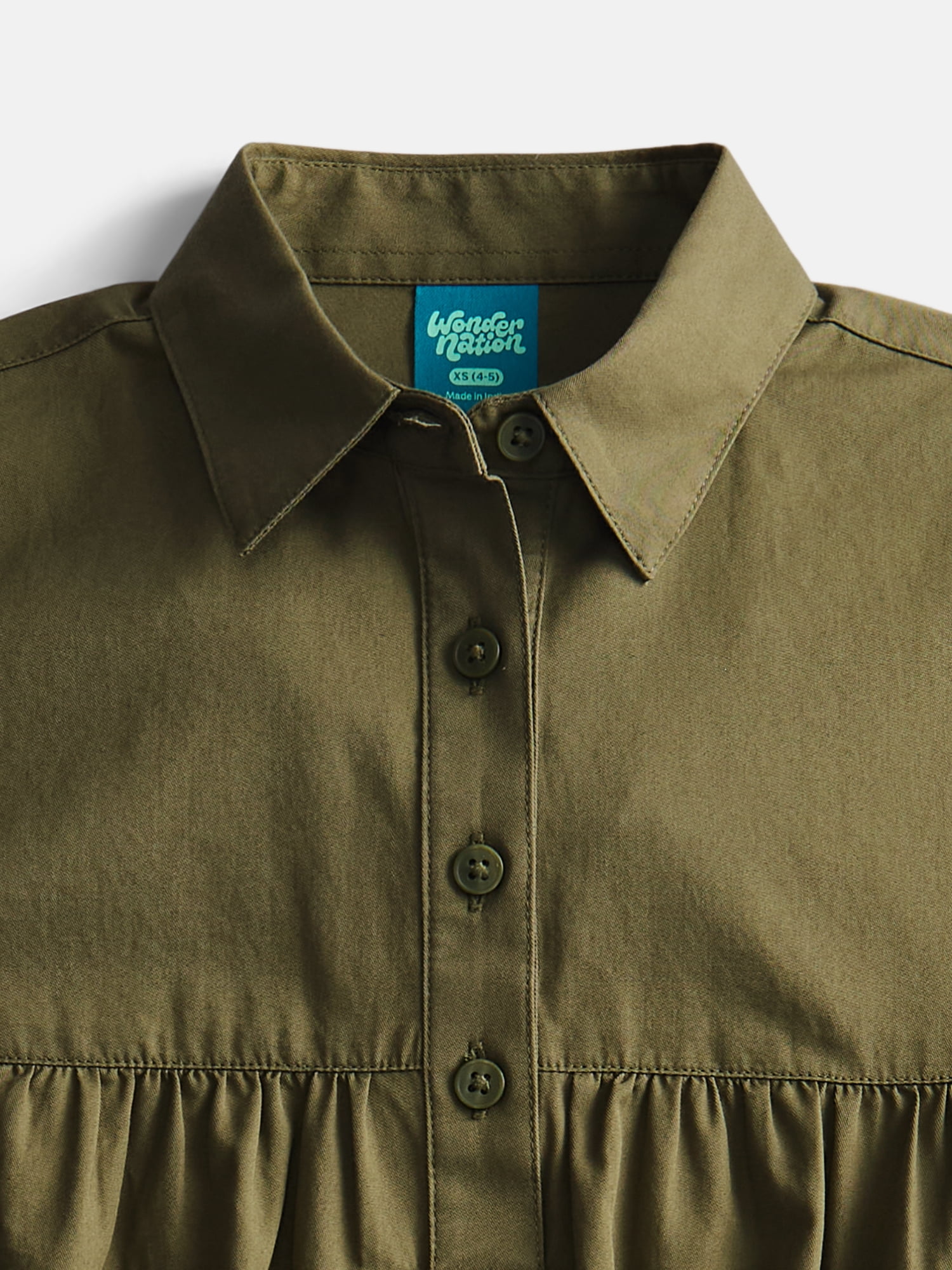 Wonder Nation Girls Cotton Shirt Dress Sizes 4-18 & Plus