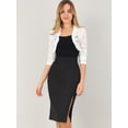 thumbnail image 3 of Cárdigan elegante con cuello con volantes pamujer, top de encogimiento de hombros con encaje floral transparente blanco L, 3 of 6