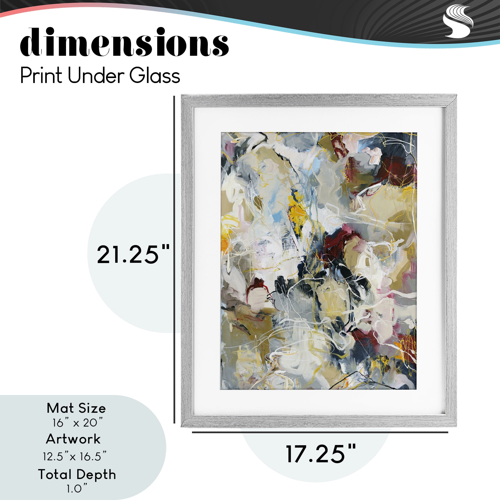 Energetic Frequency Abstract Gray Framed Print Under Glass, design by Design Fabrikken