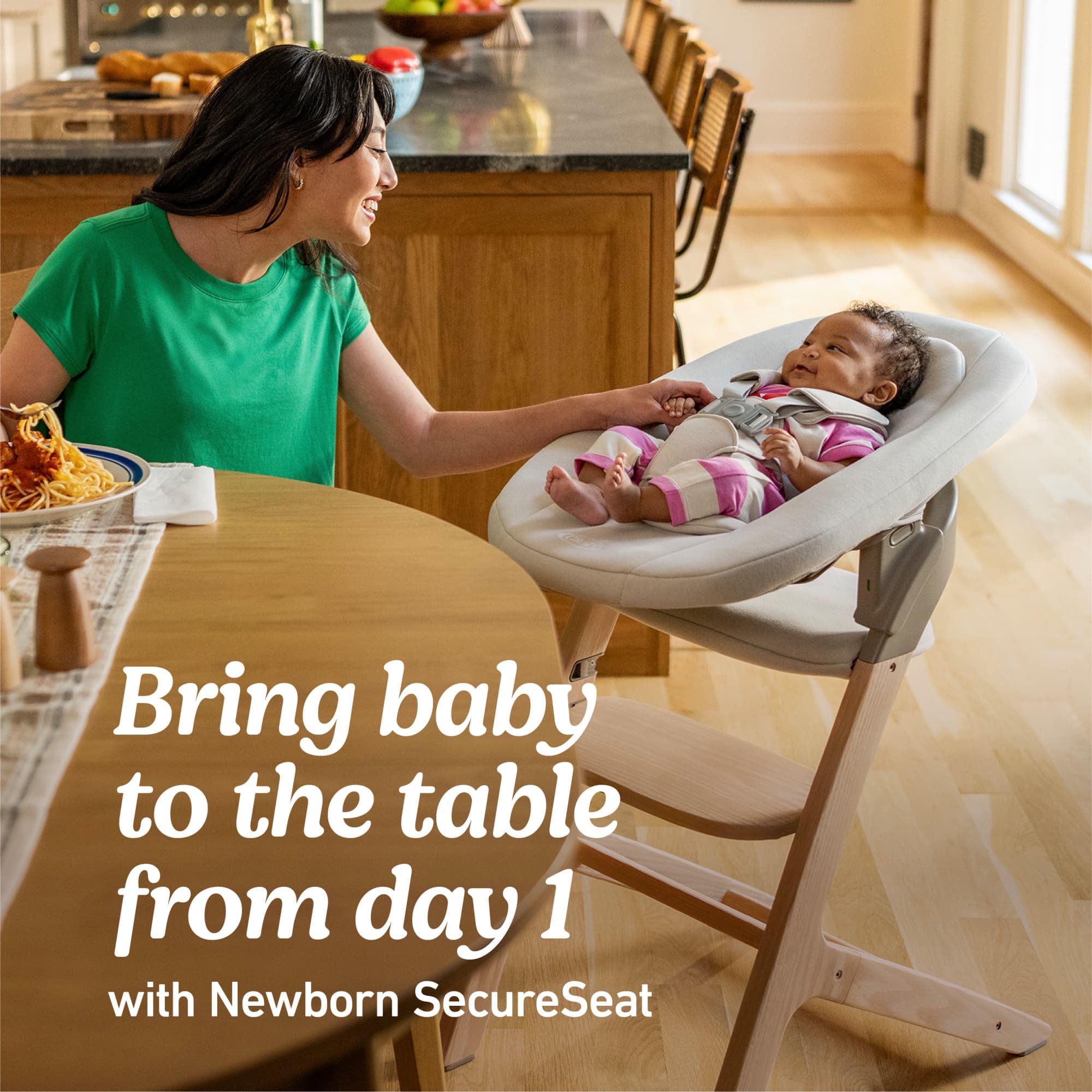 Graco Close2Baby 3-in-1 Infant Toddler Highchair with Newborn SecureSeat, Rue Beige