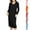 Black, variant on Winter Nightgowns for Women Black Sleepwear Long Sleeve Padded Fashion Crew Neck Solid Color Womens Night Shirts Mid Length
