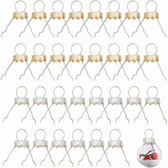 200 Pcs 2 Colors Christmas Round Ornament Cap Aluminum Replacement Hangers