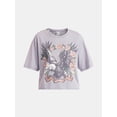 thumbnail image 5 of No Boundaries Boxy Cropped Graphic Tee with Short Sleeves, Women's, 5 of 5