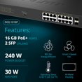 thumbnail image 4 of Switch DLink DGS1018P 16 Puertos Gigabit PoE+ 2 SFP 240W, 4 of 5