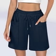 thumbnail image 2 of Ladies Casual High Waisted Sports Shorts Solid Elastic Waist Loose Lounge Short Pant, 2 of 9