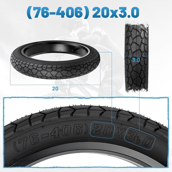 2 Pack Fat Bike Tires 20x3 (76-406) All-Terrain Bike Tires, Silent for Electric Bikes, Beach Cruisers Snow Bikes for City Paved Road, Country Road (Black (2 Tires&2 Tubes), 20x3 (76-406))