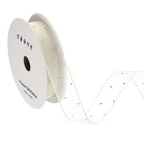 1 Inch x 10 Yard Organza Sheer Ribbon with Silver Rhinestone, Beige