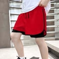 thumbnail image 6 of Miluxas Boys 2 in 1 Athletic Running Shorts, Built-in Liner Drawstring Waist Sport Shorts, Quick Dry Breathable Bottoms for Soccer, Training Red 16-17Years, 6 of 7