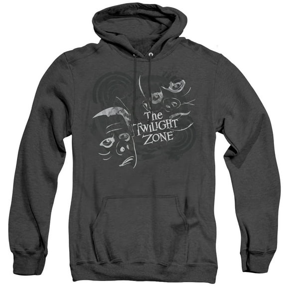 Twilight Zone Strange Faces Adult Heather Hoodie Sweatshirt Black