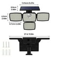 thumbnail image 4 of Hoodink 4500LM 306LED Solar Outdoor Security Light, Motion Sensor, 4 Heads, 270° Wide Angle, 3 Modes, IP65 Waterproof, Remote Control for Yard/Backyard, 4 of 12