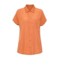 thumbnail image 1 of Camisas con cuello en V y botones para mujer, blusa de manga larga, manga enrollable, camisetas informales lisas con bolsillos, 1 of 8
