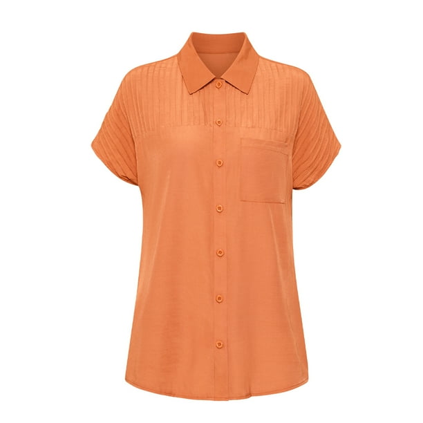 Camisas con cuello en V y botones para mujer, blusa de manga larga, manga enrollable, camisetas informales lisas con bolsillos