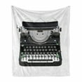 thumbnail image 1 of Typewriter Soft Flannel Fleece Throw Blanket, Digitally Generated Illustration of Antique Device, Cozy Plush for Indoor and Outdoor Use, 50" x 70", Grey Fern Green, by Ambesonne, 1 of 5