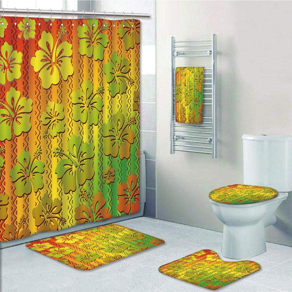 PRTAU Rasta Hibiscus Exotic Jamaican Island Flower with Zig Zag Lines