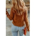 thumbnail image 3 of Women's Brown Textured Round Neck Long Sleeve Top, 3 of 5