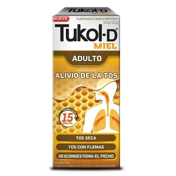 Tukol-D Miel Guaifenesina 2.0 g / Dextrometorfano 0.2 g adulto 120 ml jarabe
