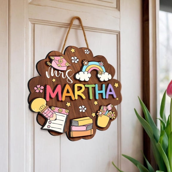 Personalized Teacher Door Hanger – Custom Teacher Welcome Sign, Classroom Door Decoration, Back to School Gift & Teacher Classroom Decor