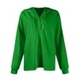 thumbnail image 6 of UoCefik Oversized Sweatshirt for Women Hooded Waffle Knit V Neck Drawstring Hoodie Lightweight Casual Button Down Long Sleeve Pullover Comfy Fall Top Green S, 6 of 7
