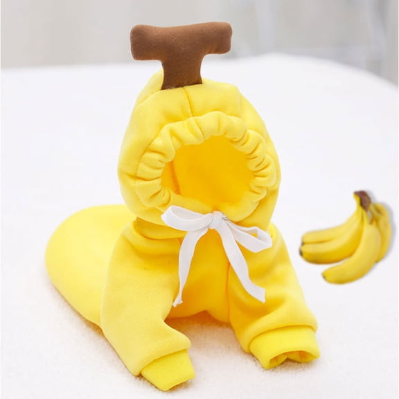 NovaStitch Pet Clothes Dog Hoodies Warm Sweatshirt Coat Puppy Autumn Winter Apparel Jumpsuit with Fruit Hood Carrot Yellow M