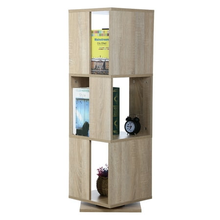 3 Tier Bookcase 360 Rotating Particleboard Display Shelf Corner