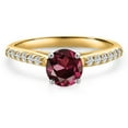 thumbnail image 3 of Gem Stone King 10K Two Tone Gold Red Rhodolite Garnet and Lab Grown Diamond Engagement Ring for Women | 1.18 Cttw | Round 6MM | Gemstone January Birthstone | Size 7, 3 of 6