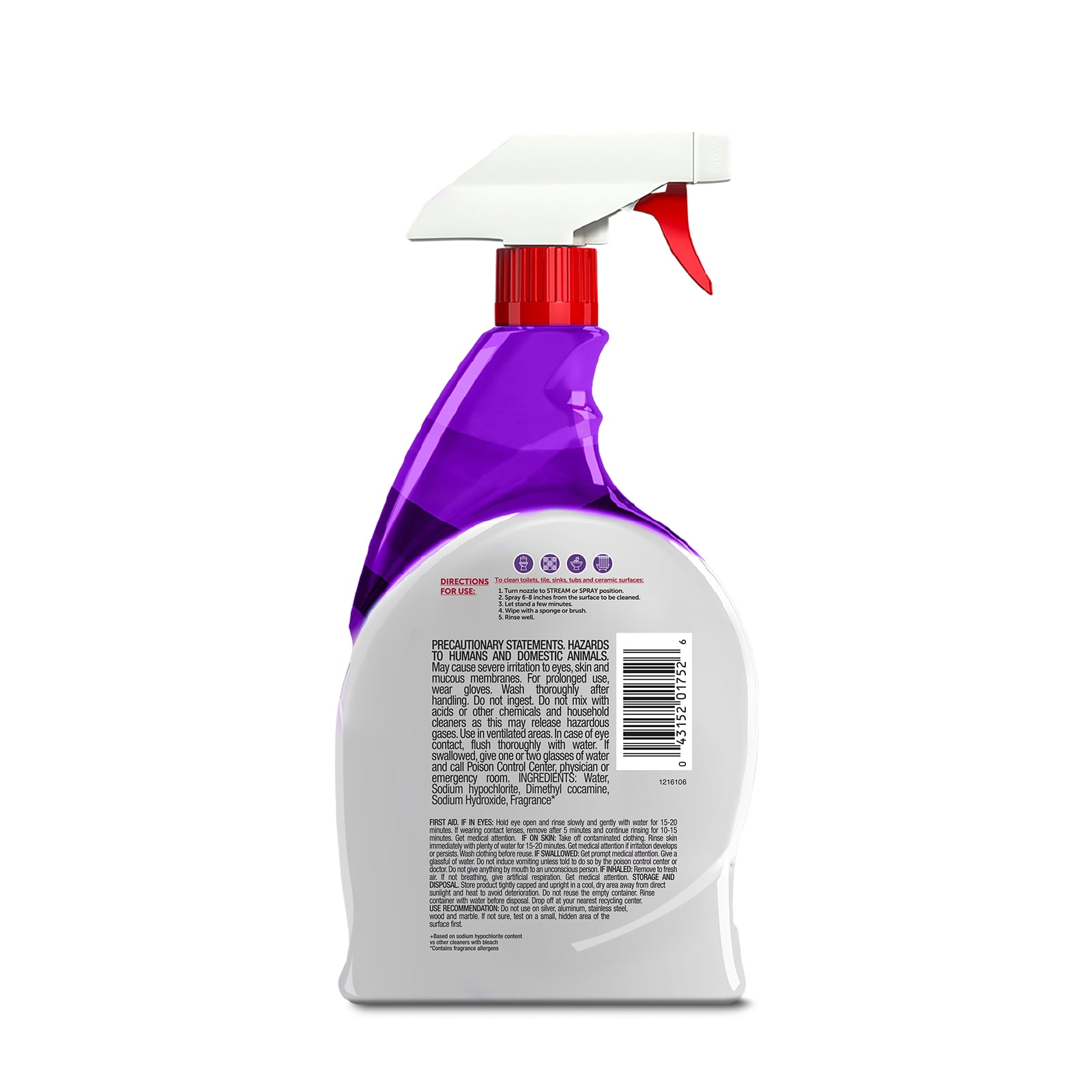 (3 pack) CLORALEN All Purpose Bathroom Cleaner Spray with Bleach, Lavender, 32 fl oz