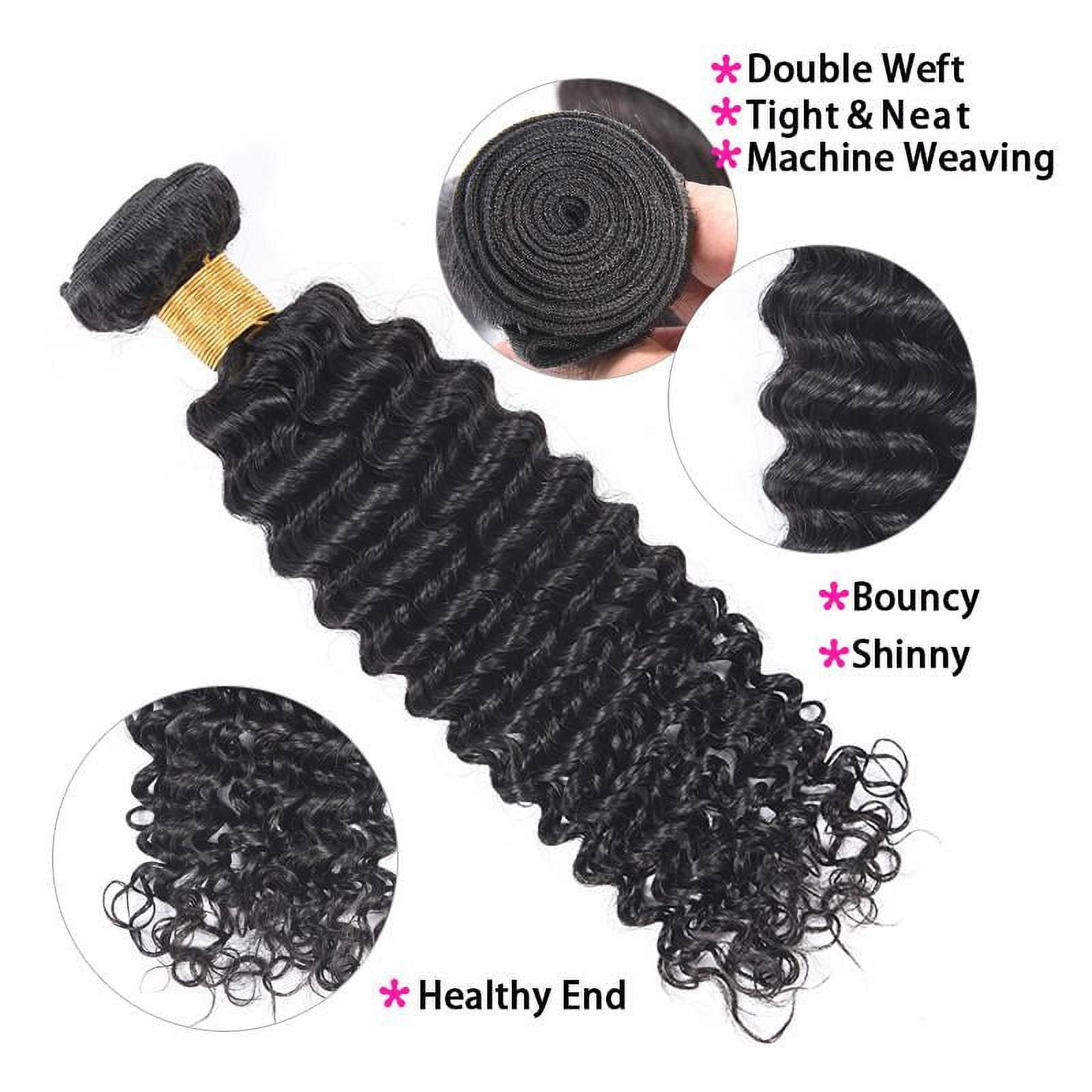 Ustar Affordable 100% Human Hair Deep Wave One Bundle 10"-30"inch Natural BLACK 10"