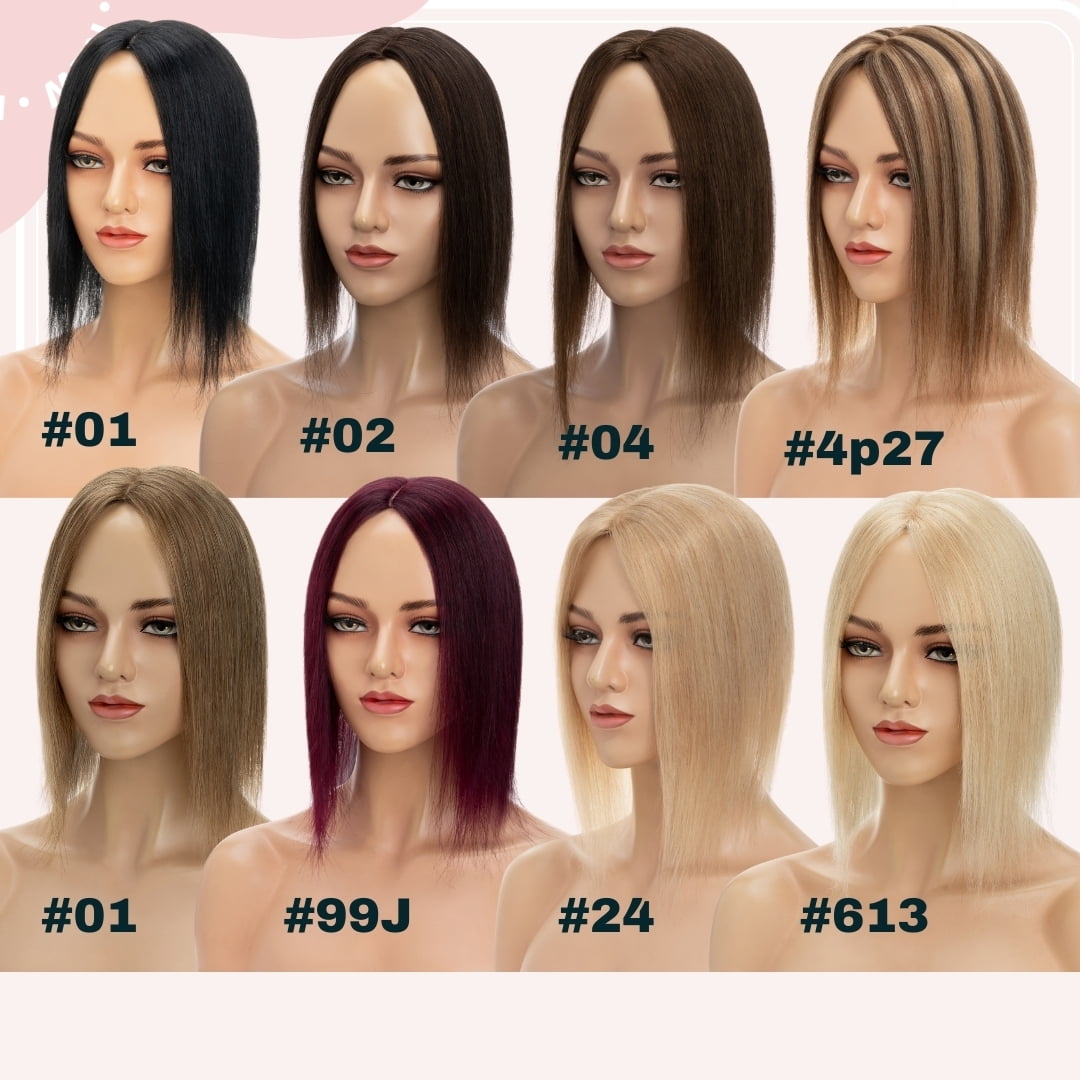 Clip In Hair Extensions 100% Remy Real Human Hair Piece Top Piece Toupee Woman's Topper For Thin Hair Hairpiece For Hair Loss Cover Russian Hair 6-18 inch Brown