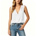 thumbnail image 3 of WRFWUL Womens Cotton Linen Tank Tops Deep V Neck Sleeveless Pleated Vest Loose Fit Solid Summer Casual Tank Shirts, 3 of 7