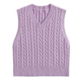 thumbnail image 5 of ManxiVoo Knit Vest Sweater for Women Versatile Layering V Neck Sleeveless Pullover Classic Soft Yarn Design for Stylish Professionals XXL Size Purple, 5 of 5