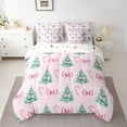 thumbnail image 2 of Feelyou Pink Princess Bowknot Twin Bedding Sets 7-Piece for Kids, Cartoon Christmas Tree Bedding Comforter Set, Candy Cane Reversible Sheet Sets, Ultra Soft Bedroom Decor, 2 of 7