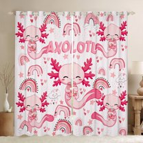 Feelyou Cute Cartoon Axolotl Blackout Curtains Set of 2 (52x84 Each), Cloud Stars Rainbow Window Curtains, Kawaii Pink Animal Curtains and Drapes, Blackout Curtains Bedroom Decor