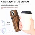 thumbnail image 2 of TECH CIRCLE Case for iPhone 14, [Built-in 2 Micro-SIM Card Slots] Slim Soft Shockproof Protective Cover with Ring Holder Stand + Card Holder Pocket + Eject Pin Holder - Brown, 2 of 8