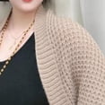 thumbnail image 6 of harmtty Knitted Shawl Autumn Winter Knitting Shawl Ribbed Trim Long Sleeve Open Front Shawl Wrap Solid Color Lightweight Versatile for Warm for Layering Brown, 6 of 8