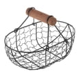 thumbnail image 2 of Cestas de frutas de malla de hierro reutilizables Baoblaze con mango de madera Negro y Gris, 2 of 8