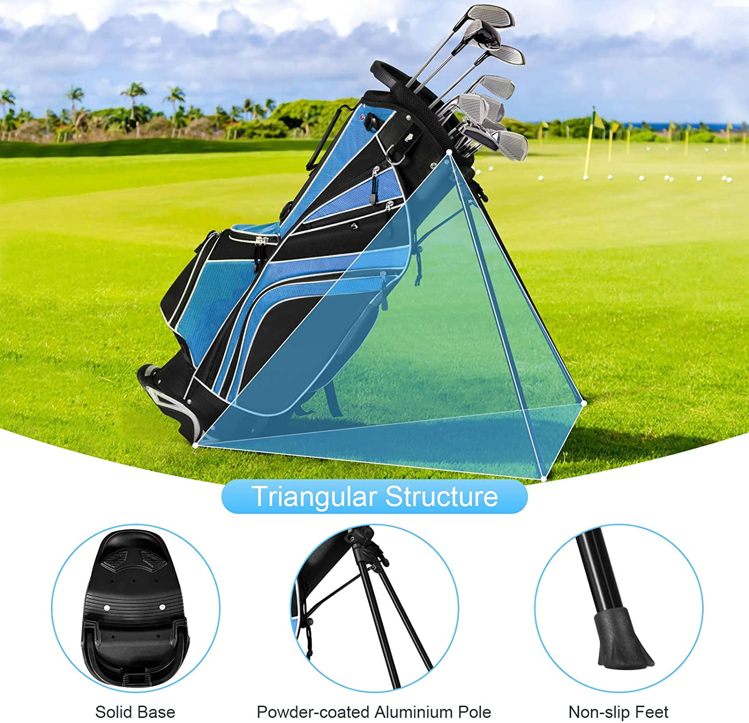CHTER Golf Stand Bag with 6 Way Top Dividers, Lightweight Golf Bag with Adjustable Dual Strap & 8 Pockets, Waterproof Rain Hood, Portable for Men Women