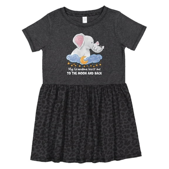 Inktastic My Grandma Loves Me to the Moon and Back Elephant Family Girls Toddler Dress