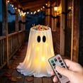 thumbnail image 2 of LOWLHOME Glowing Ghost Candy Holder Bowl Stand Decoration, DIY Spooky Ghosts with LED Lights, Cute Ghost Candy Holder for Front Door Porch Outdoor Indoor Decor, 30 in, 1 Count, White, D, 2 of 5