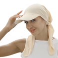 thumbnail image 2 of Women Muslim Headscarf Hat Pre Tied Hair Loss Turban Solid Color Chemo Baseball Cap Slouchy Bonnet Head Cover, 2 of 7