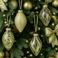 thumbnail image 6 of SLEETLY 12pk Christmas Tear Drop Finial Hanging Pendant Ornaments for Tree Holiday Xmas Decorations, Long 4 inch Big Shatterpoof Plastic, Gold, 6 of 10
