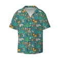 thumbnail image 2 of Lsque Jungle Animals print Men's Cuban Collar Short Sleeve Shirt Summer Beachwear Casual Button Down Fashionable Vacation Leisure Shirt-3X-Large, 2 of 7
