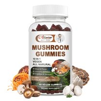 Mushroom Gummies, 10x Mushroom Support Brain Focus & Memory Supplement, Immune Support, 60 Count