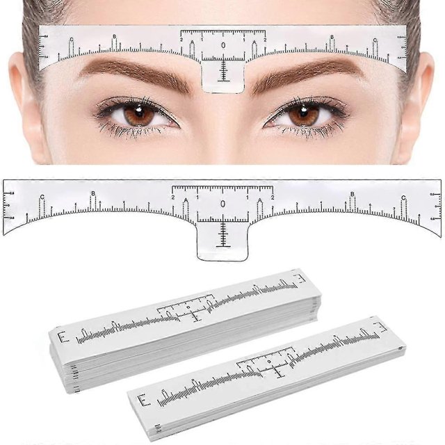ZHAOCHENG Regla para cejas desechable, 100 unidades, adhesivo para cejas, plantilla, guía, herramienta de medición para maquillaje