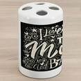 thumbnail image 1 of Saying Ceramic Toothbrush Holder, I Love You to the Moon and Back Lettering Ornaments Illustration, Decorative Versatile Countertop for Bathroom, 4.5" X 2.7", Charcoal Grey and Champagne, 1 of 4