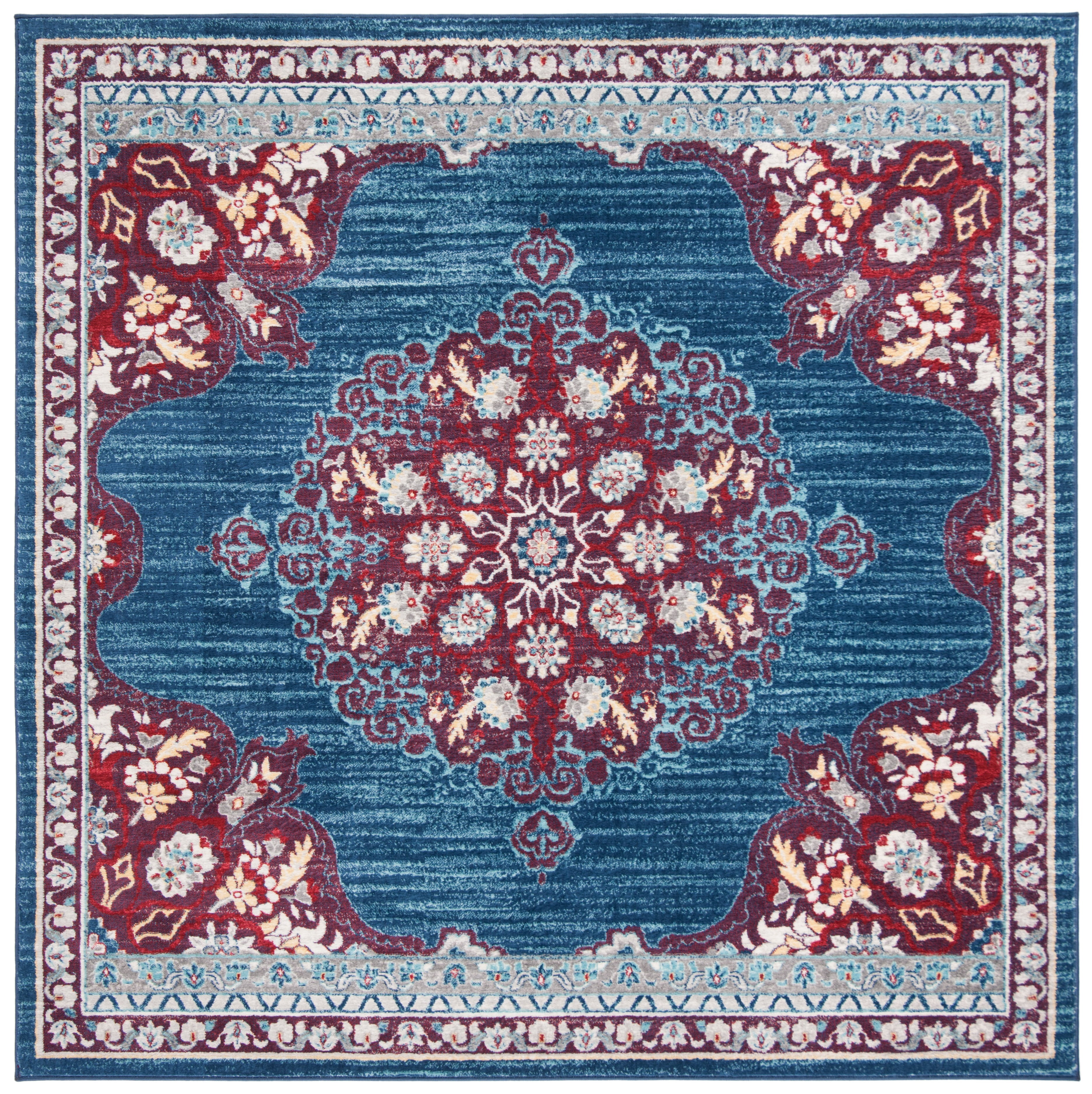 SAFAVIEH Brentwood Cahal Oriental Area Rug, Navy/Burgundy, 5' x 5' Square
