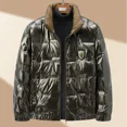 thumbnail image 2 of Chaqueta de plumón con cuello alto para hombre, chaqueta cálida de plumón de pato blanco brillante que no se lava, abrigo corto de moda, ropa nueva, 2 of 5