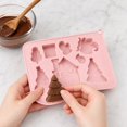thumbnail image 4 of Christmas Series Candy Mold Cartoon Chocolate Baking Pan DIY Homemade Cheese Dessert Tray Holiday Cookie Sheet For Creative Family Holiday Party Treats , Pink A, 4 of 6