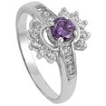 thumbnail image 4 of CHOOSE YOUR COLOR Round Simulated Amethyst Flower Wedding Ring .925 Sterling Silver Band Purple CZ Female Size 9, 4 of 4