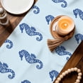 thumbnail image 3 of Navy Blue Seahorse Table Runner 72 Inches, Summer Ocean Nautical Coastal Textured Bed Runner Dresser Scarves Tabletop for Indoor Outdoor Parties/Ceremony/Banquet, 18" x 72", 3 of 9