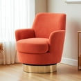 thumbnail image 2 of Hassch Modern Upholstered Teddy Swivel Barrel Chair with Gold Metal Base, 360° Rotating Comfy Accent Chair for Living Room & Reading Corner (Orange), 2 of 8